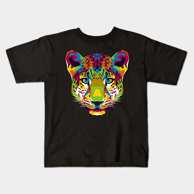 The Colorful Leopard Head Kids T-Shirt by wpaprint